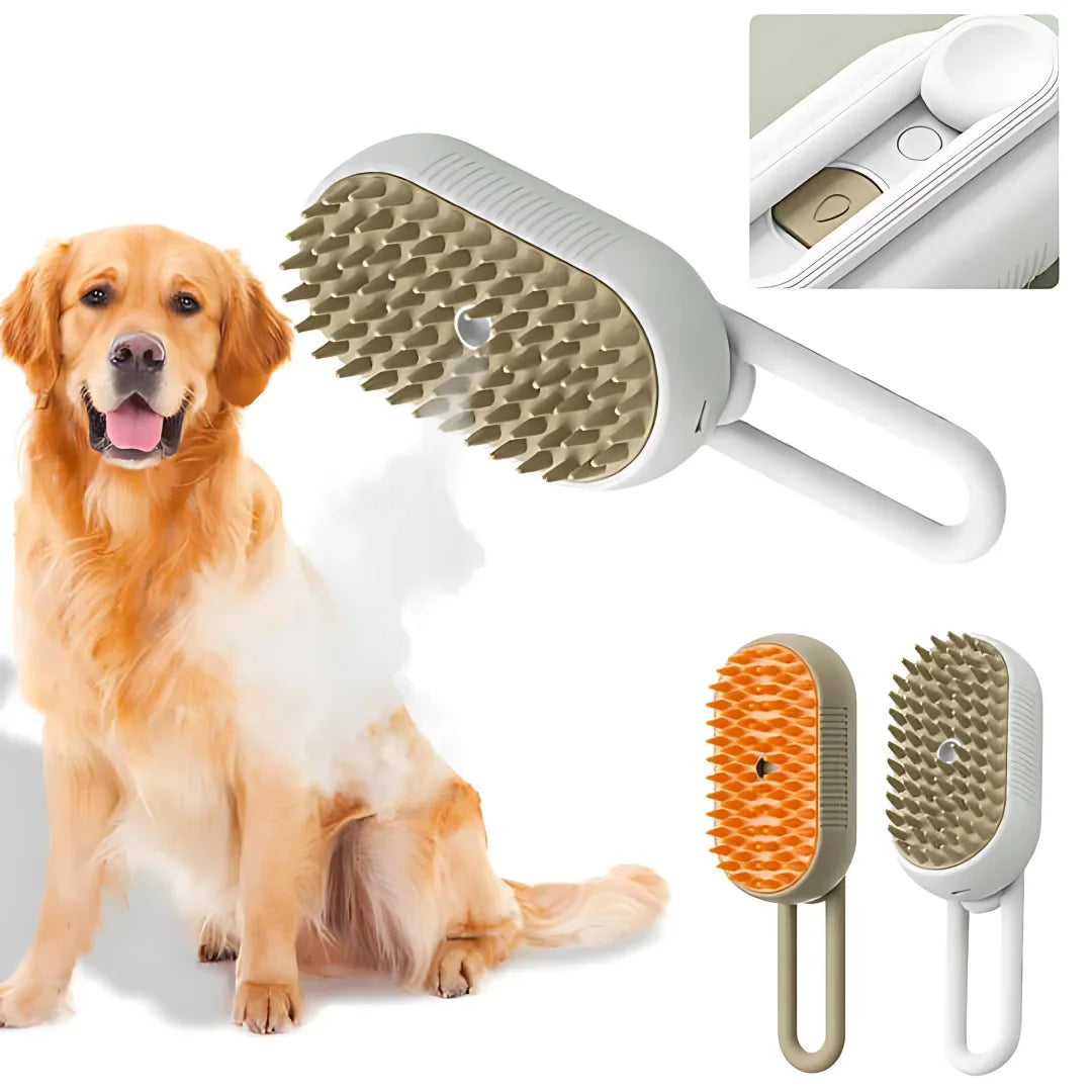 Electric Pet Grooming Brush with Steamer and Spray Function for Effective Hair Removal and Massage