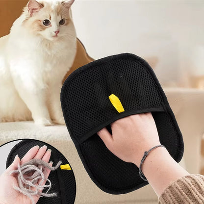 Reusable Double-Sided Pet Hair Remover Glove with Bidirectional Bristle Design for Clothes, Carpets & Furniture