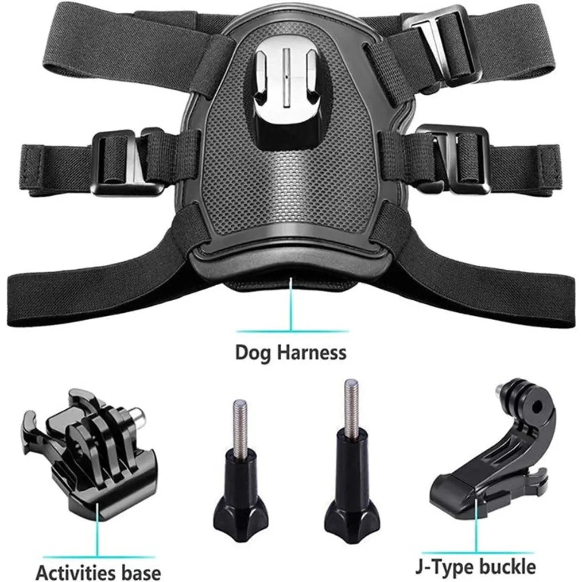 Adjustable Soft Chest Harness Mount for GoPro 12/11/10/9, DJI OSMO, and Insta360 - Suitable for Pets 7-45Kg