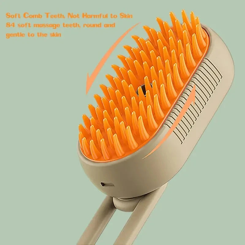 3-in-1 Electric Pet Grooming Brush with One-Click Spray, 84 Soft Massage Bristles & 360° Rotating Handle