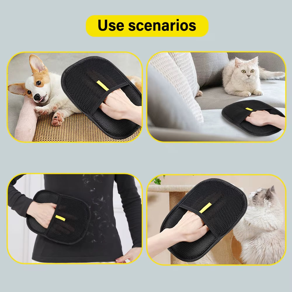 Reusable Double-Sided Pet Hair Remover Glove with Bidirectional Bristle Design for Clothes, Carpets & Furniture