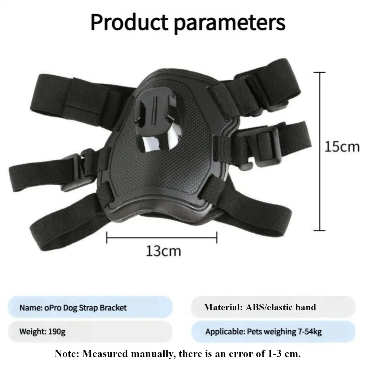 Adjustable Soft Chest Harness Mount for GoPro 12/11/10/9, DJI OSMO, and Insta360 - Suitable for Pets 7-45Kg