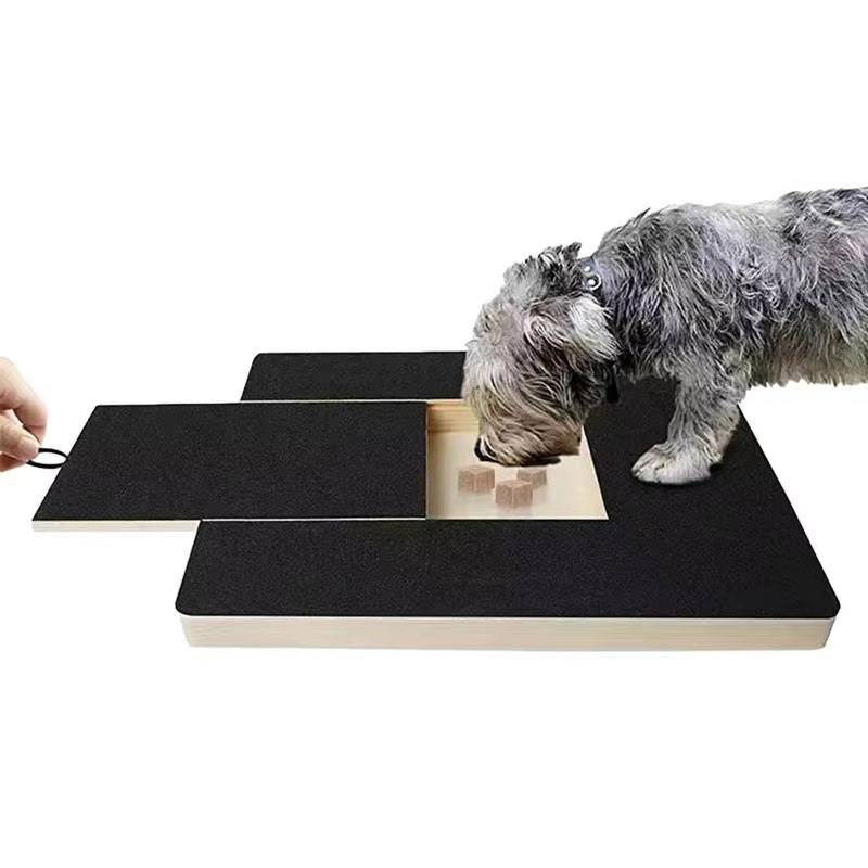 Dog Nail Scratch Board with Pull-Out Treat Box - Stress-Free Wooden Nail Trimmer for Natural At-Home Grooming