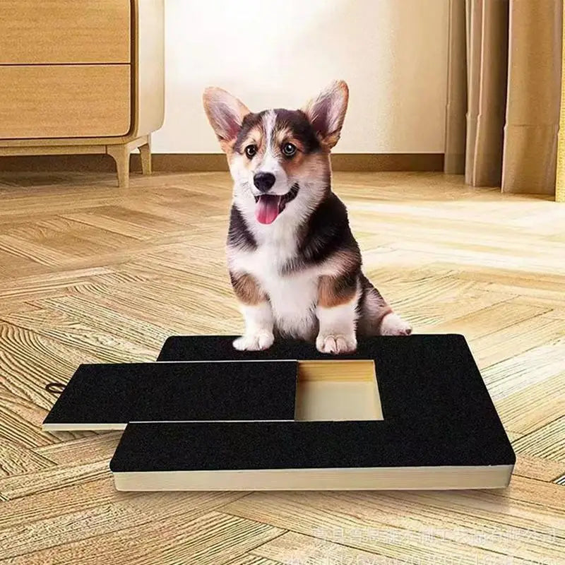 Dog Nail Scratch Board with Pull-Out Treat Box - Stress-Free Wooden Nail Trimmer for Natural At-Home Grooming