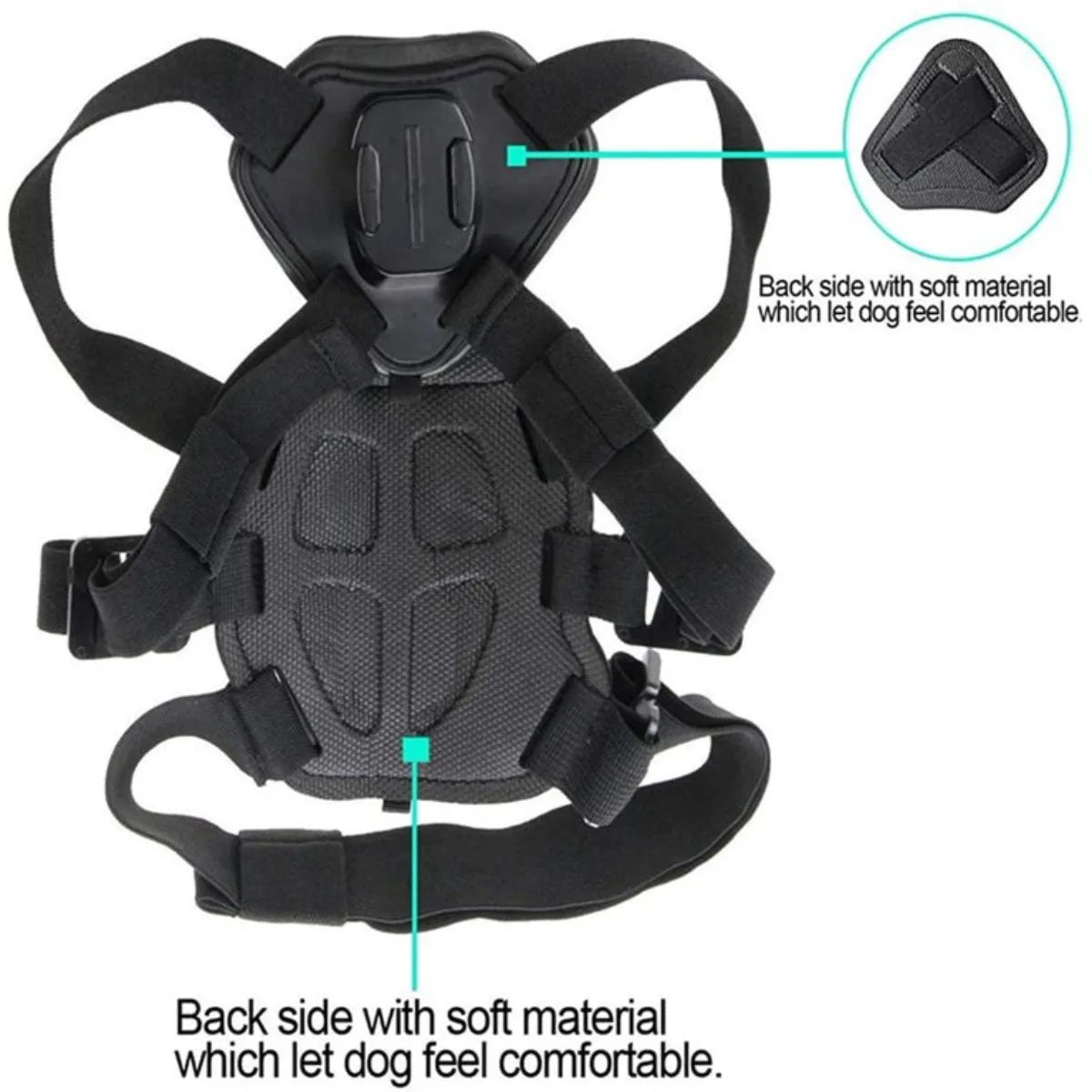 Adjustable Soft Chest Harness Mount for GoPro 12/11/10/9, DJI OSMO, and Insta360 - Suitable for Pets 7-45Kg