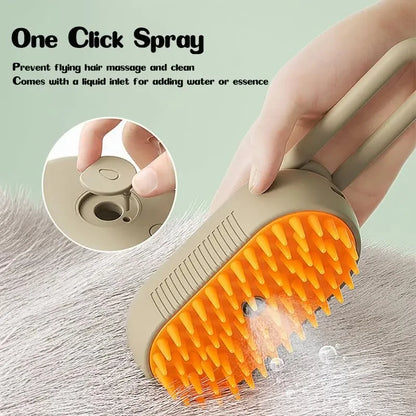 3-in-1 Electric Pet Grooming Brush with One-Click Spray, 84 Soft Massage Bristles & 360° Rotating Handle